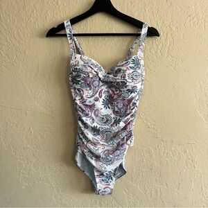Women’s White Paisley One-Piece Swimsuit